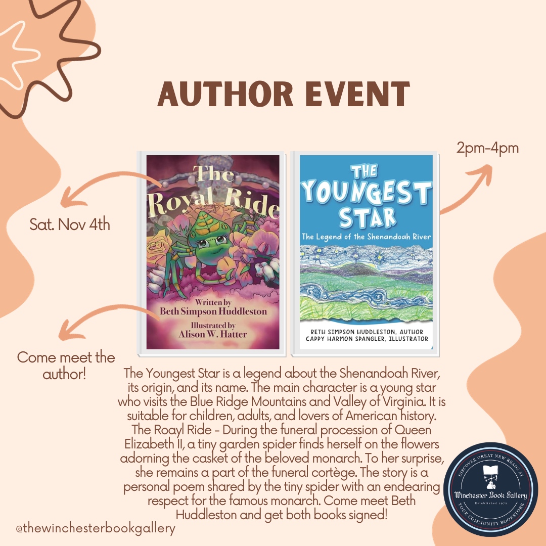 This weekend we are hosting author Beth Huddleston! Come by and grab The Youngest Star and The Royal Ride and meet Beth.