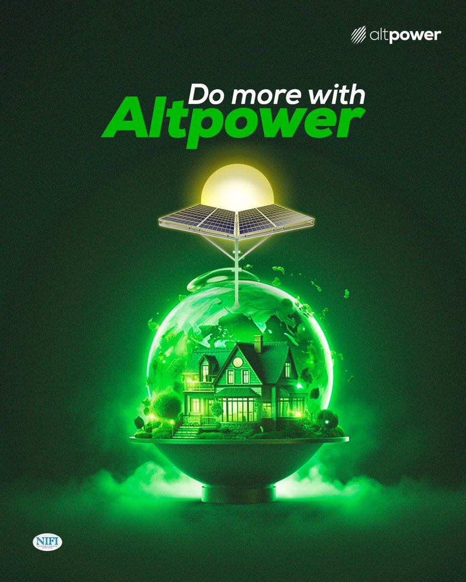 altpowerng's tweet photo. How can you worry about tariffs when Altpower has got you covered? π
#AltPower #Electricity #SolarEnergy #PowerSupply
#RenewableEnergy #EnergyCompany #BelnCharge https://t.co/tRRN2DpPWF