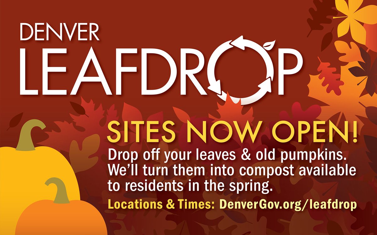 Weekday drop sites are now open! We encourage residents to bag leaves in brown paper bags; visit denvergov.org/leafdrop to download a coupon for a free 5-pack of paper leave bags at participating Ace Hardware stores. <a href="/DenverDOTI/">Denver Dept of Transportation & Infrastructure</a>