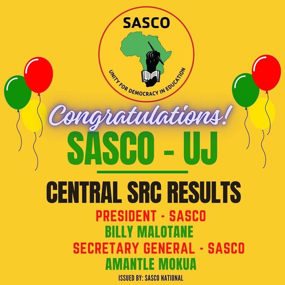 SascoNational's tweet photo. Congratulations to SASCO UJ branch on the outcomes of the SRC central election results 

#TheOnlySululu
#SASCOyabafundi
#sasco_ingeyethu https://t.co/yx9OsYYA2x