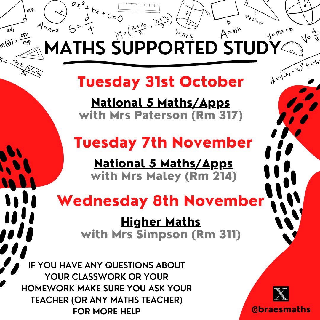 Supported study is back in the maths department following the October break!