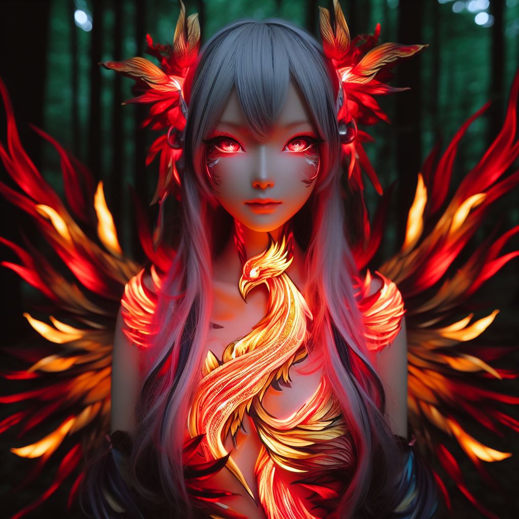 aiartad's tweet photo. Dive into the Phoenix Challenge! 🌟 Immerse in the beauty of a girl in a forest, eyes like galaxies. Witness the fiery phoenix emerging in red neon, surrounded by a golden aura. Can you feel the magic? 🌄✨ #PhoenixChallenge #ArtisticJourney #AIArtwork #AIartボディスーツ部 https://t.co/XM9jIWLTnI