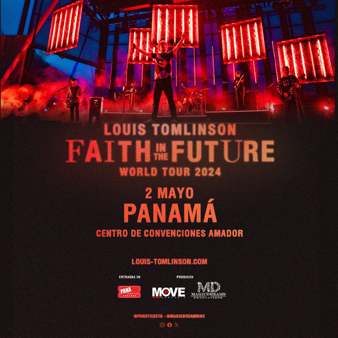 Magic Dreams (@magicdreamsinc) on Twitter photo Hola "Louies" Estaban esperando esta noticia, verdad? Pues el momento ha llegado! Por primera vez en Panamá, llega <a href="/Louis_Tomlinson/">Louis Tomlinson</a> con su gira "Faith in the Future"
Boletos Pronto a través de @panatickets así que muy pendientes de nuestras redes sociales! #faithinthefuturetour Hola "Louies" Estaban esperando esta noticia, verdad? Pues el momento ha llegado! Por primera vez en Panamá, llega <a href="/Louis_Tomlinson/">Louis Tomlinson</a> con su gira "Faith in the Future"
Boletos Pronto a través de @panatickets así que muy pendientes de nuestras redes sociales! #faithinthefuturetour