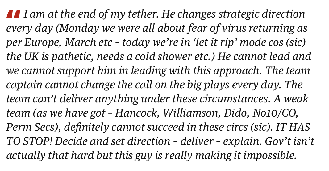 doctor_oxford's tweet photo. Cabinet secretary Simon Case on how @BorisJohnson's chaotic dithering made governing impossible during Covid.
It is the nation's tragedy that at a time when we needed strength & leadership, we had this weak, indecisive, vacillating, procrastinating sorry excuse for a PM ๐ https://t.co/RytZtsinWr