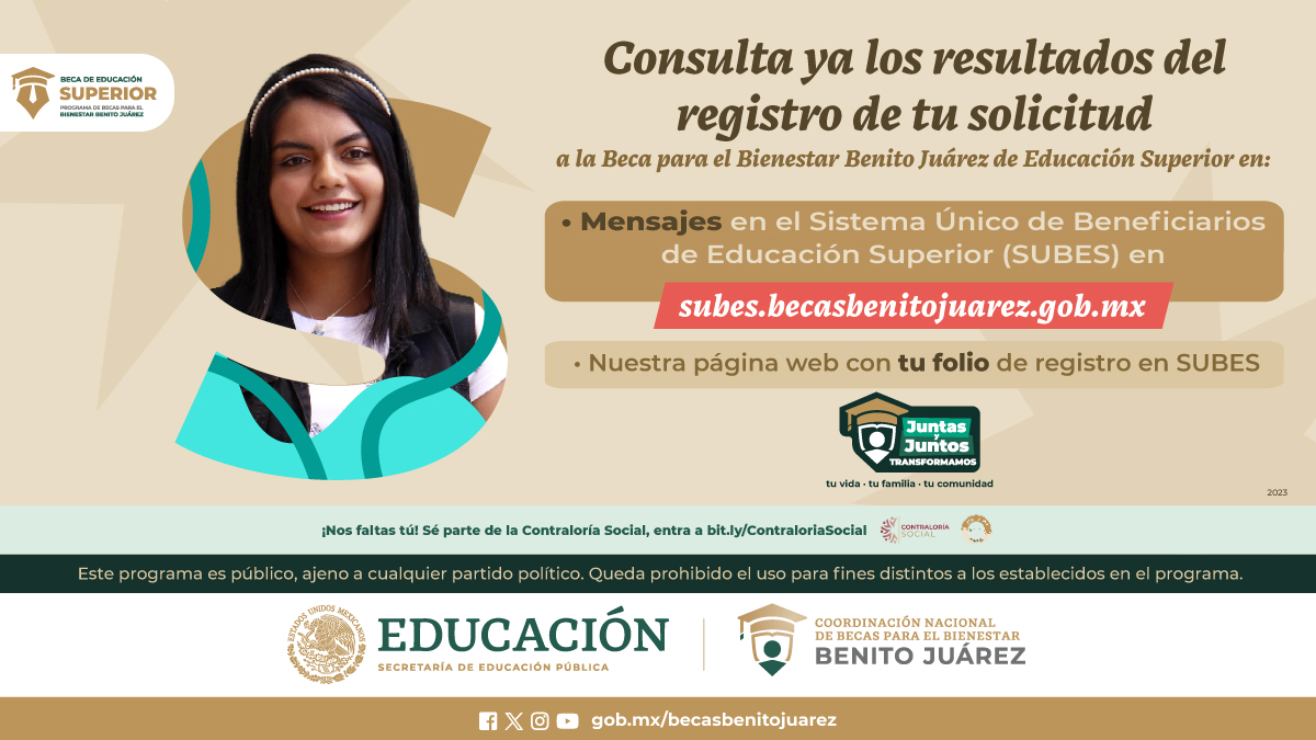 BecasBenito's tweet photo. #Superior 🎓
¿Registraste tu solicitud a la Beca #JóvenesEscribiendoElFuturo?
¡Los 𝗥𝗘𝗦𝗨𝗟𝗧𝗔𝗗𝗢𝗦 están listos!🥳
Consúltalos en:
#SUBES - https://t.co/sCoU7yEKxW
Página web - https://t.co/bPSZL0q9gQ
☝️Ten tu folio de registro a la mano https://t.co/5JalRm8wnu