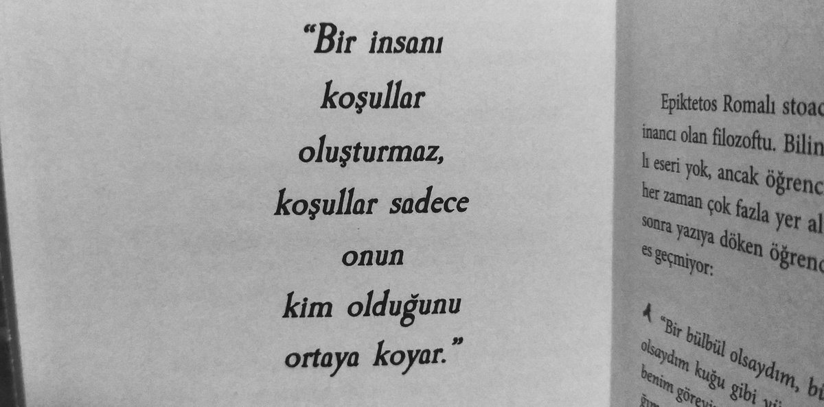 quamcogitas's tweet photo. "Bir insanı koşullar oluşturmaz, koşullar sadece onun kim olduğunu ortaya koyar." — Epiktetos