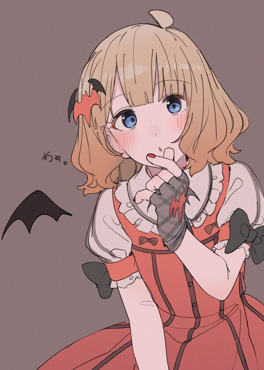 suou momoko 1girl bat hair ornament blue eyes solo fingerless gloves dress gloves  illustration images