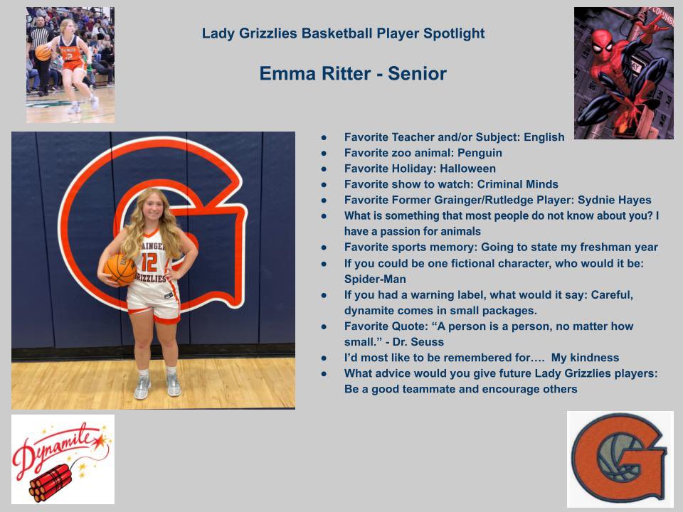 Lady_Grizzlies1's tweet photo. It’s opening day of practice which means it’s 15 days until tip-off. Today we spotlight our lone sr. @emmaritter_ Emma has worked extremely hard to put herself in a position to contribute this season. She’s great kid and the model of a great teammate. Poised to have a great year! https://t.co/kvDKmlLj2k