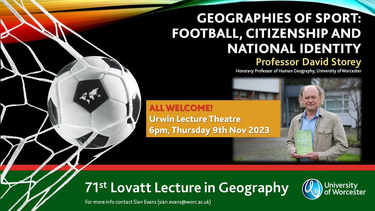 For those interested in Geography, sport and identity @GeographyUoW @UoWBioSci @worcester_uni @UoWGeogSoc