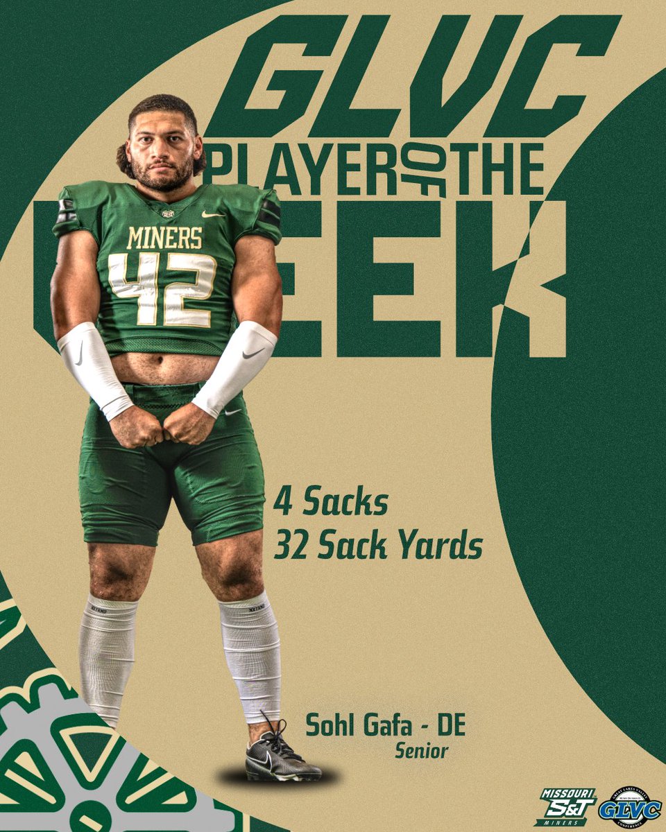 1, 2, 3, 4...
Sohl was racking up sacks this week 

Congratulations on winning GLVC Defensive Player of the Week! 

#PickAxeTakeNames | #MinerPride
