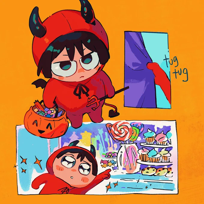 scara ei yae fam celebrating the spirit of halloween together (🍭🍬🧁) #genshin #PaimonCandyJar #パイモンのキャンディ缶