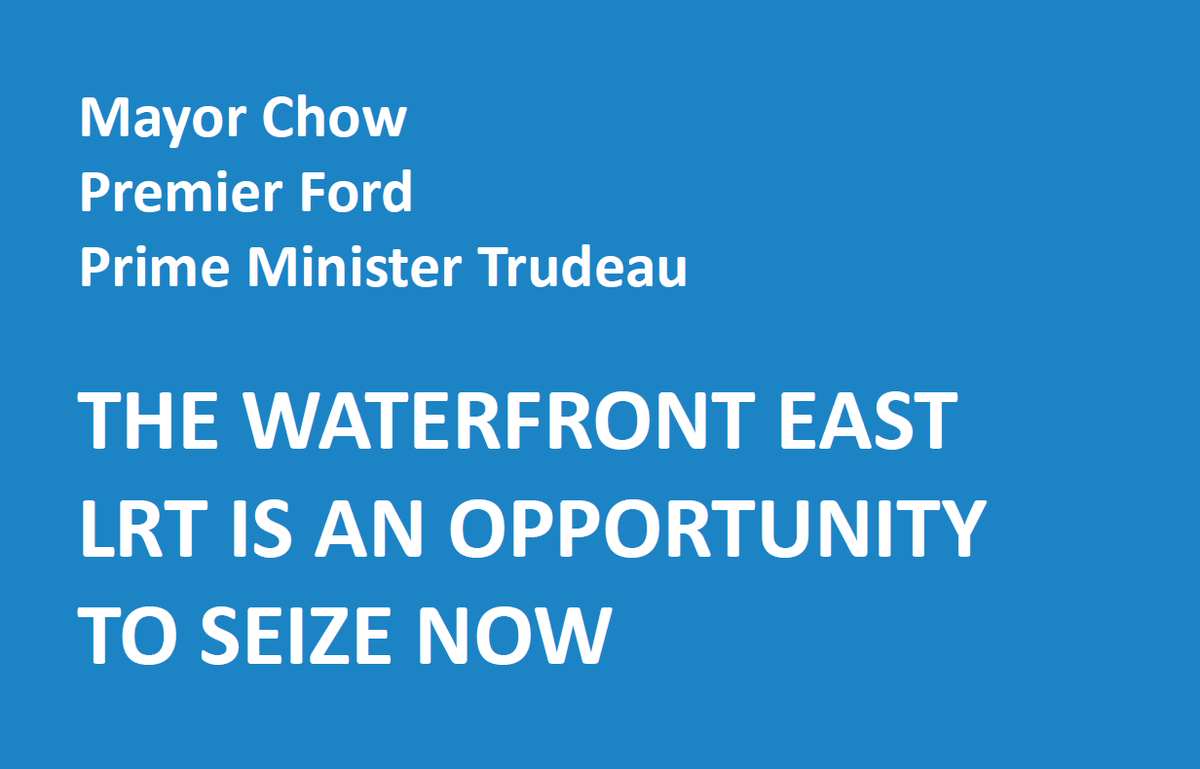 Today we joined more than 50 organizations to urge all three levels of government to fund and build the #WaterfrontEastLRT. 

🧵1/4