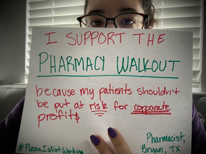 Thousands of workers at Walgreens and CVS are launching a 3-day walkout today. Across the country, pharmacists and technicians are protesting low pay, inconsistent hours, and an unmanageable workload. Upwards of 5,000 workers are striking and protesting at CVS and Walgreens HQ.