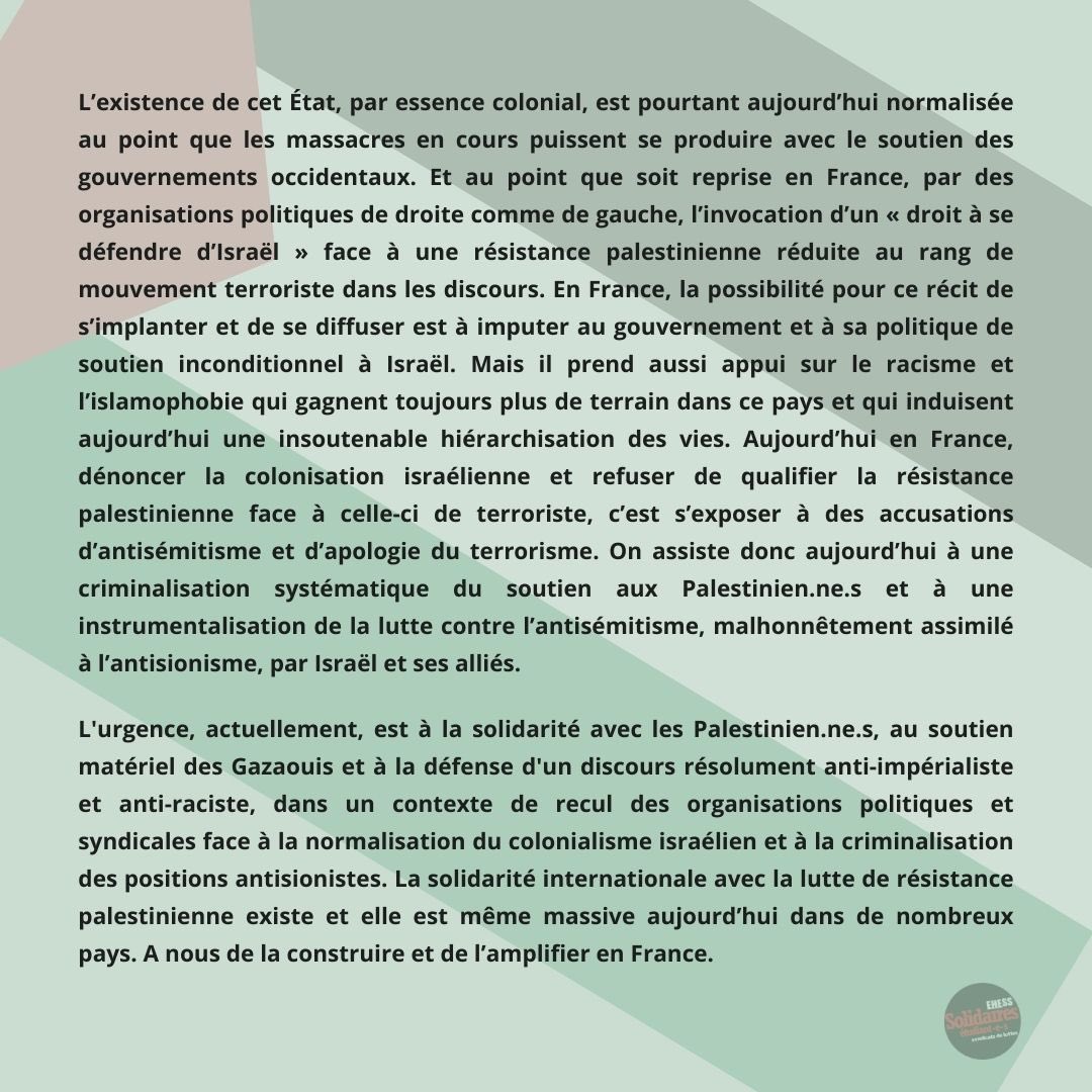 SolidairesEHESS's tweet photo. NOUS NE CESSERONS PAS DE PARLER DE LA PALESTINE 🇵🇸
Cantine et meeting de solidarité avec la résistance palestinienne. 
Le 08/11/2023 à l’ACABANE (40 rue des fillettes, Aubervilliers). 
Avec @BDSFranceParis @TSDKcollectif @Boussoumah @FreeRamyShaath 
🧵⬇️ https://t.co/oH4QCMVIgI
