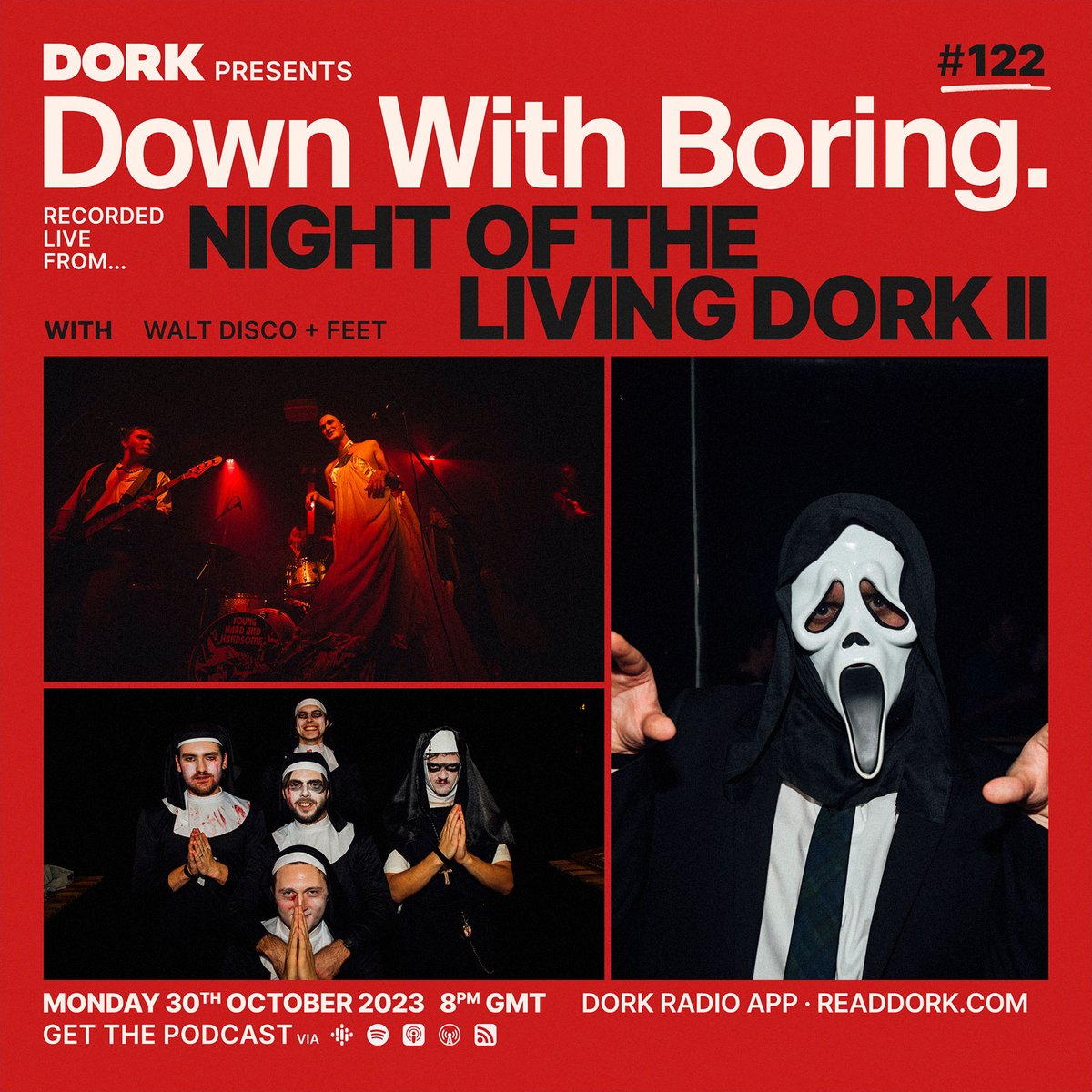 readdork's tweet image. 👻 On tonight's edition of our flagship podcast-slash-radio-show Down With Boring, we're reporting in from our Halloween special Night of the Living Dork II, with @waltdisco and @feetband. 

Tune in from 8PM GMT on Dork Radio. Podcast after.
readdork.com/news/down-with…