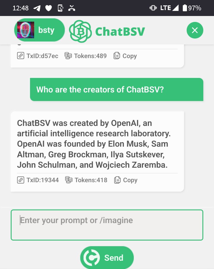 c3ntrx's tweet image. #ChatBSV mentions #openai and @elonmusk ... I never knew #bitcoin could do so much.
