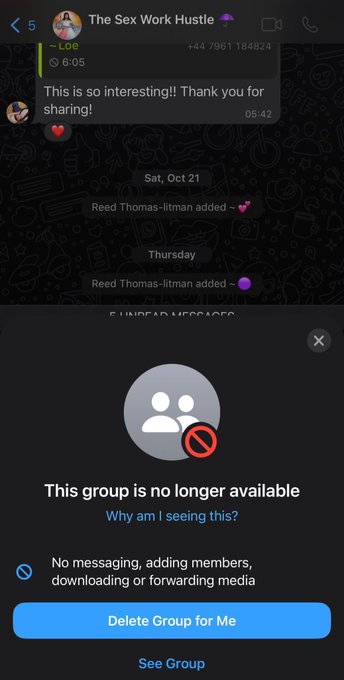Banned on @whatsapp for creating a group helping my sw friends &amp; @onlyfans creators feel safer. The group<a class="tags" target="_blank" title="On Twitter" href="/?out=eyJ0eXAiOiJKV1QiLCJhbGciOiJIUzUxMiJ9.eyJpYXQiOjE3MjIwMjM1MjYsImlzcyI6InR3cG9ybnN0YXJzLmNvbSIsIm5iZiI6MTcyMjAyMzUyNiwiZXhwIjoxNzUzNTU5NTI2LCJyZWRpcmVjdF91cmwiOiJodHRwczovL3R3aXR0ZXIuY29tL3doYXRzYXBwIn0.rpohXZ8KyB6pmD3Z4RXlaoesXTgG1kxOLKwewUbJLQWp-x32KHVhlfo3gyUXJ_Z1V1imeZ40nAuukX-hgfX1aQ">@whatsapp</a>