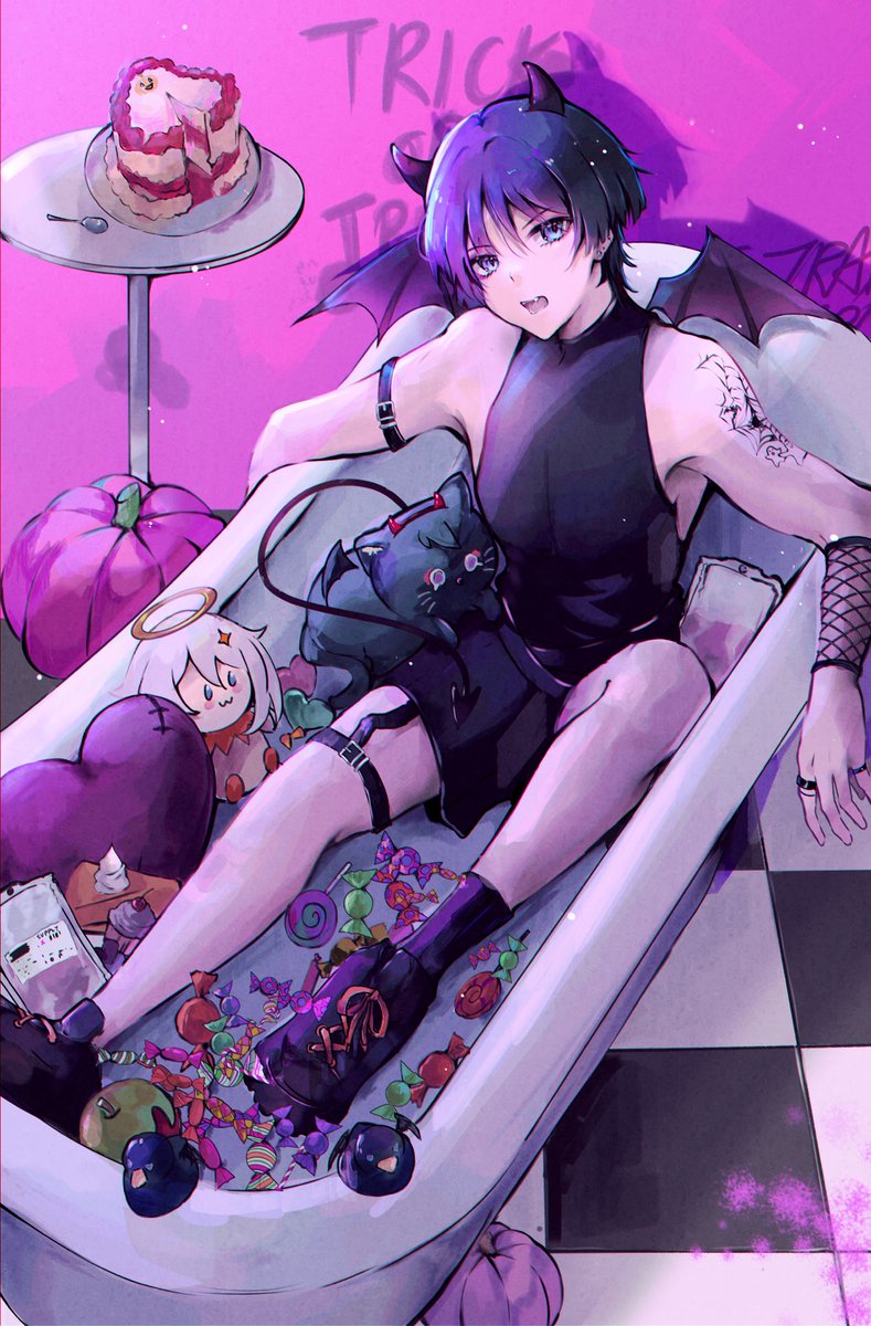 tofuubuns's tweet photo. michevious imp for Halloween 👻

#TeyvatCostumeParty #GenshinImpact #wanderer https://t.co/d3y0Zui7qF