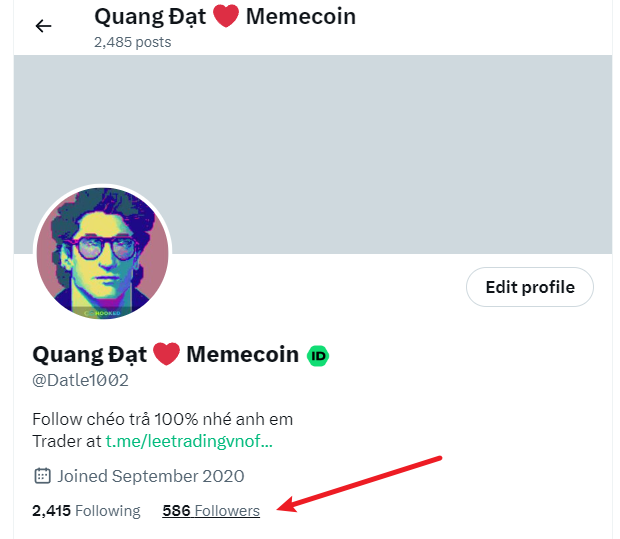 Mình growth từ 200 followers lên 586 followers trong gần 2 ngày, đó không phải con số lớn, tuy nhiên ý mình ở đây là mình có hơn 300 người thật theo dõi mình chỉ trong 2 ngày chỉ từ việc đi follow chéo.

Vậy nên các bạn mới build, mình nghĩ các bạn có thể vào
