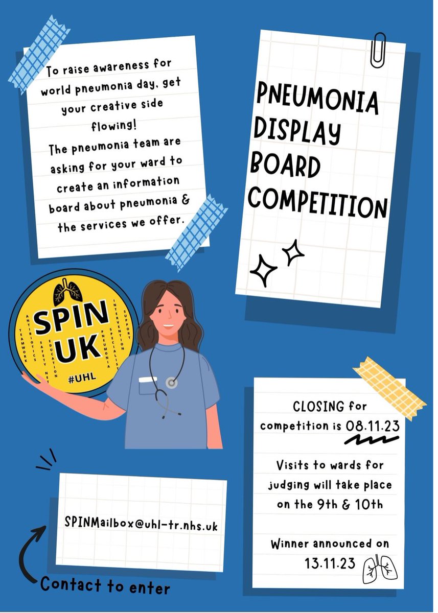 Pneumonia Nursing Team (S.P.I.N) (@spins_uhl) on Twitter photo 🚨Let us know if your area is going to take part 🚨 prizes to be won 🏆 🫁⭐️ <a href="/gailyoung129/">Gail Young</a> <a href="/sambrightmore/">Sam</a> <a href="/EmmaJane_UHL/">Emma Jane Kemp</a> <a href="/Uhl_LeanneSPIN/">Leanne S</a> 🚨Let us know if your area is going to take part 🚨 prizes to be won 🏆 🫁⭐️ <a href="/gailyoung129/">Gail Young</a> <a href="/sambrightmore/">Sam</a> <a href="/EmmaJane_UHL/">Emma Jane Kemp</a> <a href="/Uhl_LeanneSPIN/">Leanne S</a>