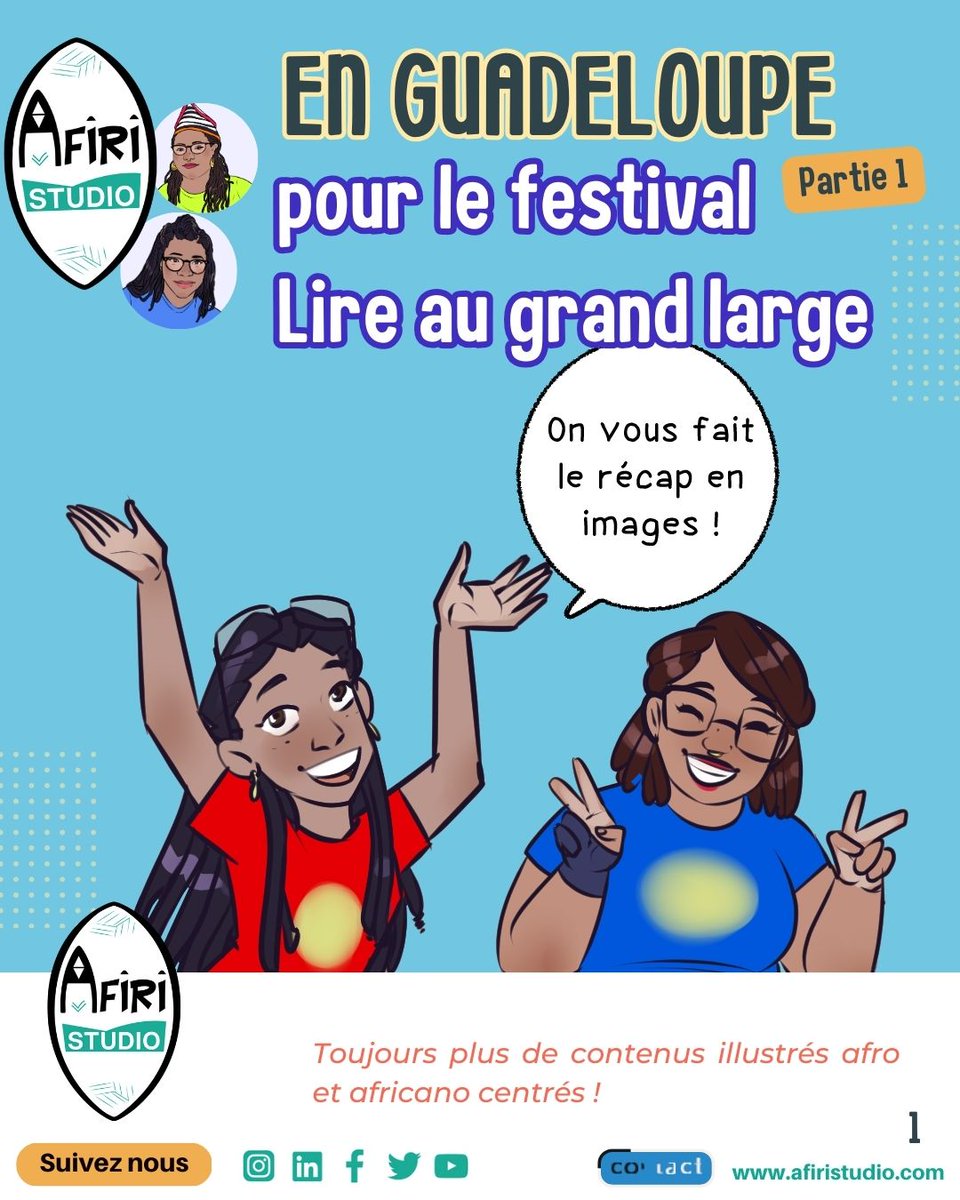 AfiriStudio's tweet photo. Hello people, belle semaine à toustes !
Reine et Carine d’ #AFIRIStudio étaient au festival Lire au Grand Large en Guadeloupe et vous en font le récap en #BD. https://t.co/dNlIffbaKU