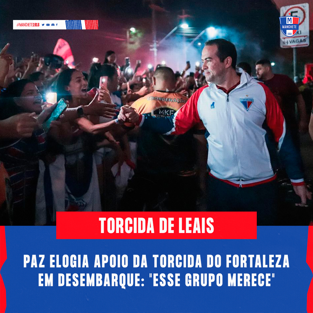 manchete1918's tweet photo. TORCIDA DE LEAIS! 

Na chegada, o presidente Marcelo Paz elogiou o apoio dos torcedores no desembarque e frisou que o grupo merece a recepção presenciada. "Honramos o nosso Estado, honramos o futebol nordestino e honramos a história do Fortaleza. 

#Manchete1918 #FortalezaEC https://t.co/3Nm2bnAchP