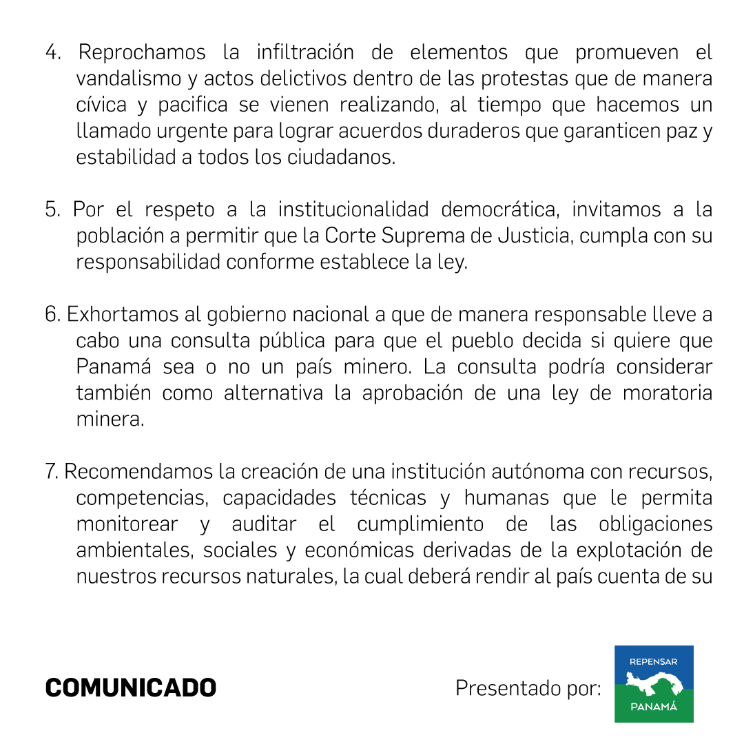 prensacom's tweet photo. COMUNICADO presentado por @repensarpanama 

Las afirmaciones, opiniones, recomendaciones y todo lo expresado en este comunicado son responsabilidad única de sus autores y quienes sufragan su publicación. https://t.co/q9YajUOxTd