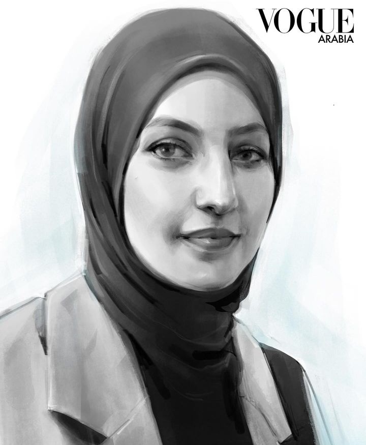 Vogue Arabia November issue pays homage to the front liners in Palestine. Motaz Azaiza, Plestia Alaqad, Dr Mohammed Al Ghoula, Youmna El-Qunsol and Dr Ghassan Abu-Sittah. 

Illustrations by Maria G West