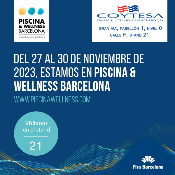 COYTESA's tweet photo. Coytesa estará presente en la feria Piscina &amp; Wellness Barcelona 🏊‍♀️
📍 Ven a visitarnos en el stand 21 y descubre todas las novedades que tenemos para ti.
📅 Marca tu calendario: del 27 al 30 de noviembre de 2023
¡Te esperamos!
#FeriaPiscinaWellness #piscinawellness #Coytesa https://t.co/Hi3lG7c1qZ