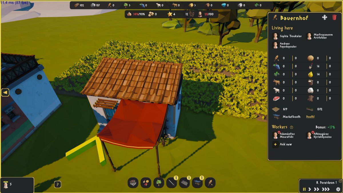 AncientPolis's tweet photo. Implemented a new FarmUI.
With a lot of stats 💯✅

#ancientpolis #lowpoly #indiedev #gamedev #indiegame #indiegamedev #madewithunity #indiegames #gamedevelopment #unity3d https://t.co/A2WKizkYZN