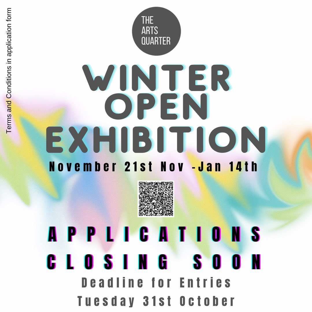 DEADLINE TOMORROW !!! 
🪩 Don’t think “I will do it later … do it now “ 
🎨 We welcome ceramics, textiles, prints, photography, mixed media, paintings .
🖼️ DEADLINE is the 31st October .. TOMORROW !Only £5 per submission  

form.jotform.com/CheddarArtsQua…