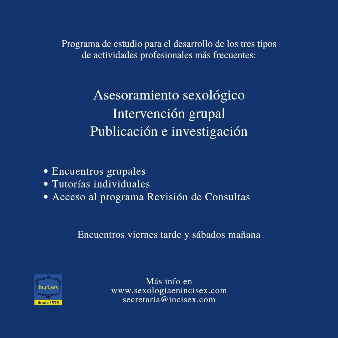 INCISEX's tweet image. 📣Abierta la inscripción al Programa de Práctica Profesional en Sexología 

Apúntate⬇️ sexologiaenincisex.com/estudiar-sexol…

O en ✉️secretaria@incisex.com

#Sexología #Incisex #estudiaenincisex #educaciónsexual #sexologiaenincisex #otrasexología #asesoramientosexológico #terapiasexual