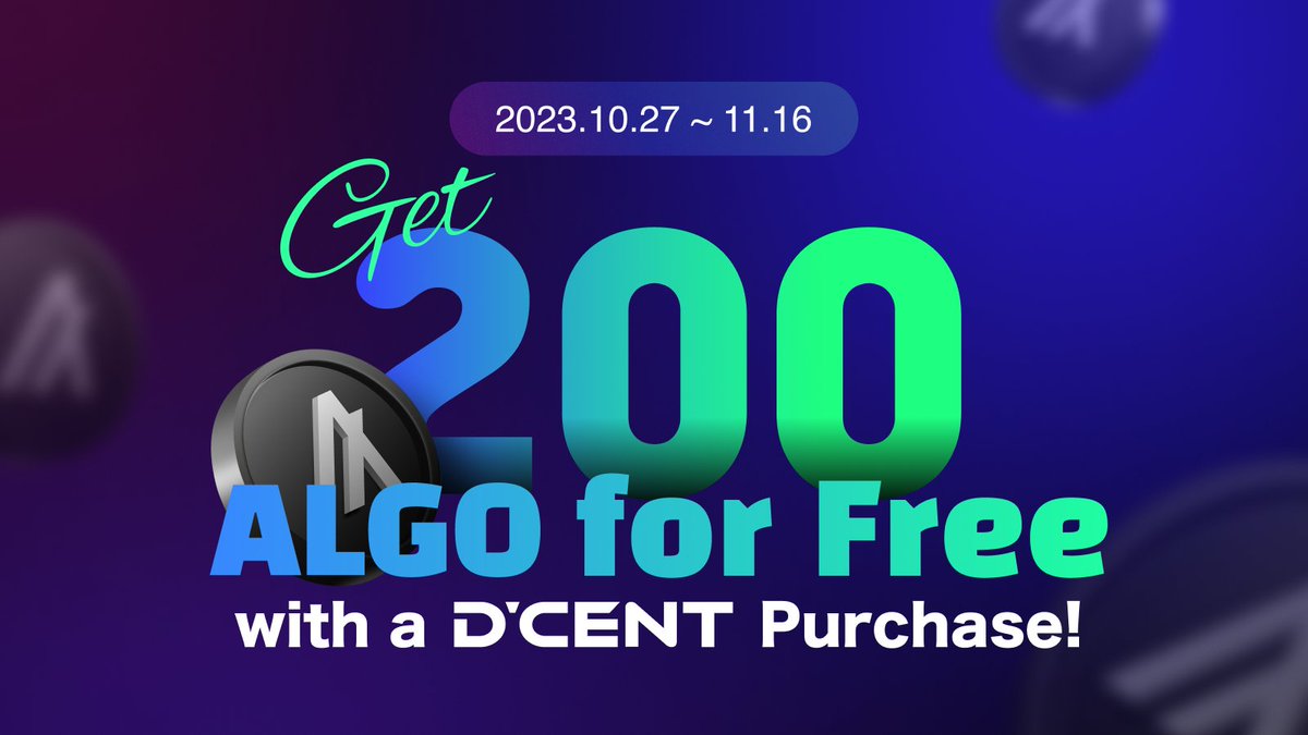 LordVXrp's tweet image. Get 200 #ALGO for free with a #DCENT wallet purchase only between 27/10/2023 &amp;amp; 16/11/2023 

Click here to buy - store.dcentwallet.com/products/biome…

@DCENTWALLETS