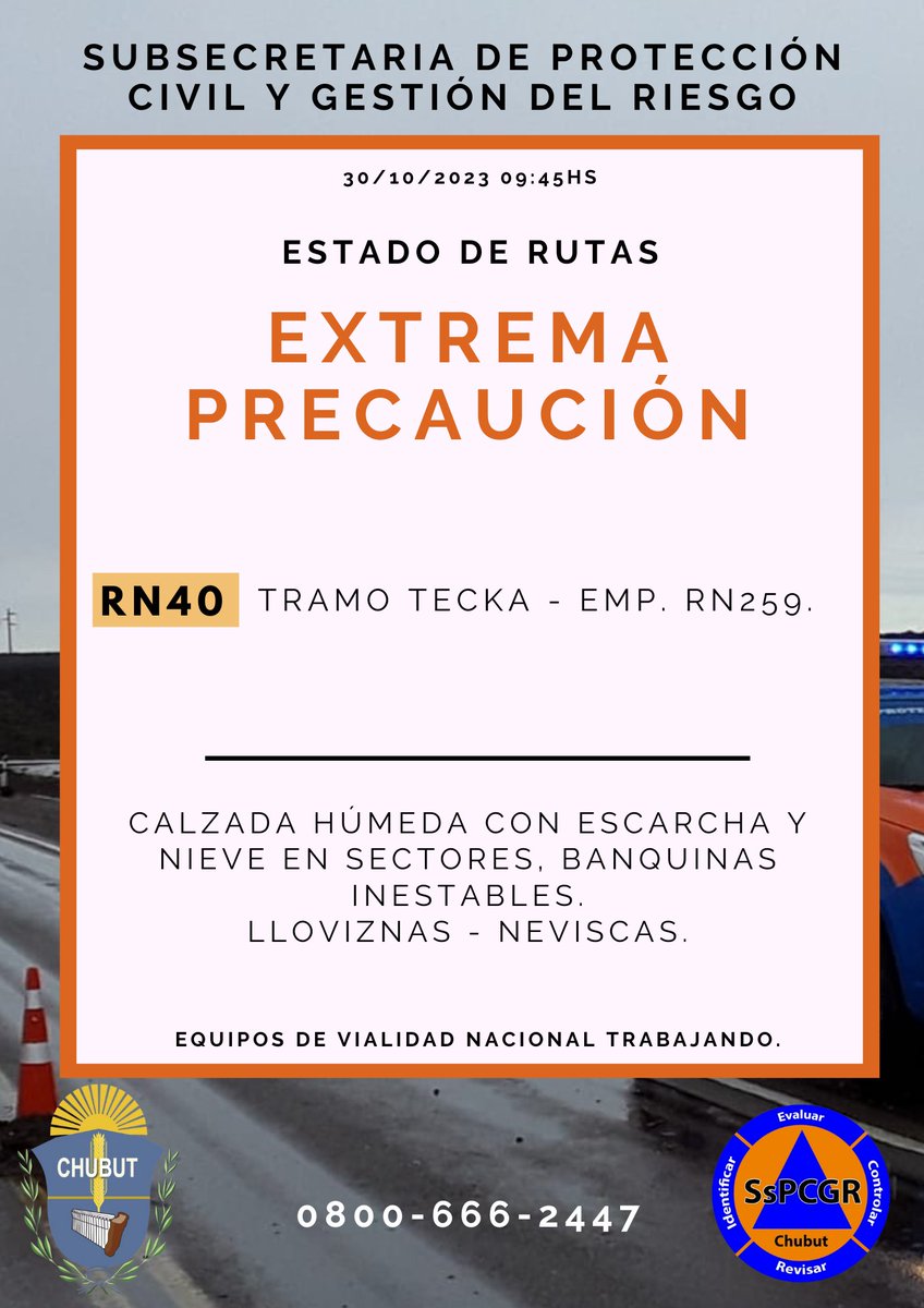 DcChubut's tweet photo. ‼️ IMPORTANTE ‼️

🟠 EXTREMA PRECAUCIÓN 🟠 https://t.co/glKcX2CcDT