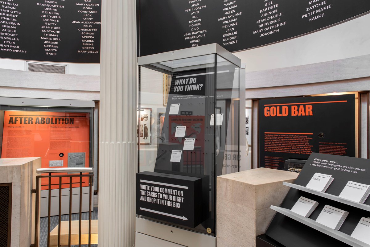 Slavery &amp; the Bank has been open for 18 months now, and one of the most rewarding aspects has been reading your thoughts and reflections on our visitor response cards. Scroll through the thread to see an example of a response for each prompt. 🧵👇