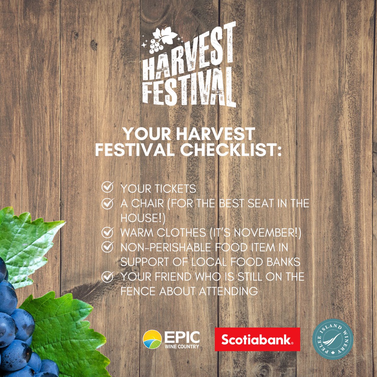 Harvest Fest is in 5 days!!!🎉 Here’s a checklist outlining everything you need to bring with you on Saturday!

Grab your tickets today and we’ll see you in 5 days!!