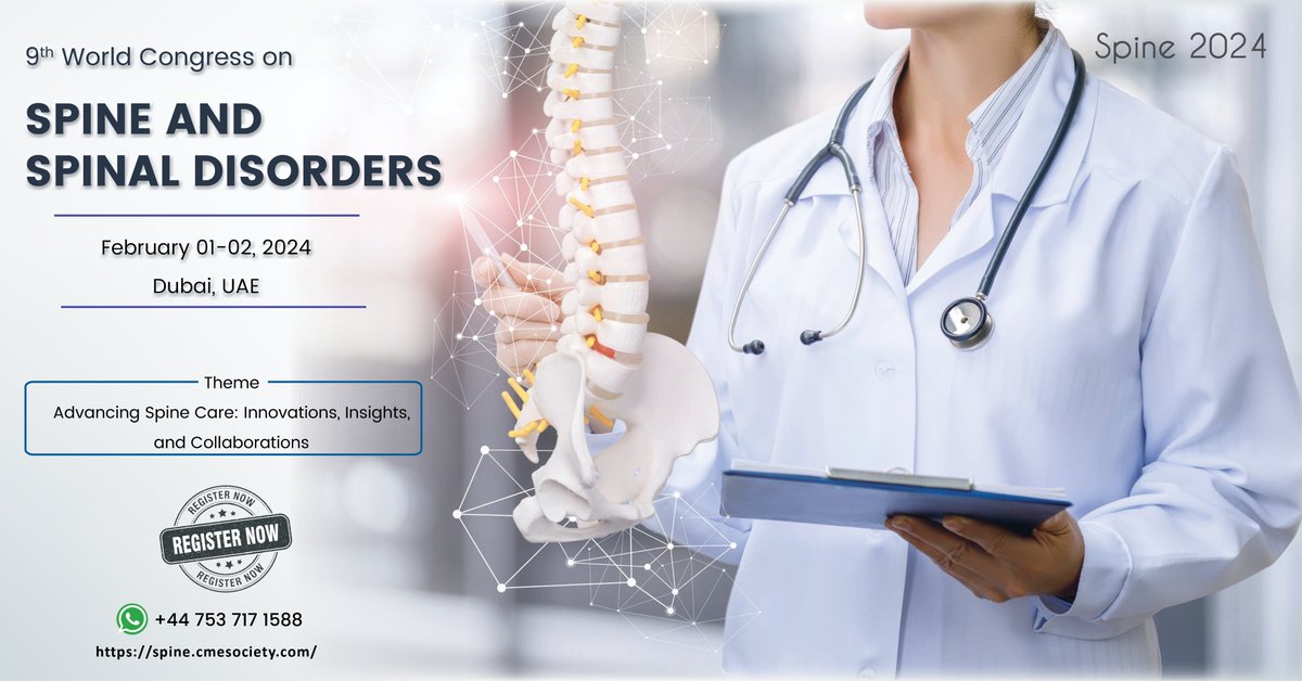 congress_spine's tweet photo. 📆Save the date! 
➡️Join us at the #Spinecongress in #Dubai #UAE on Feb 1-2, 2024
➡️Experts worldwide will discuss the latest in spine care
➡️Visit https://t.co/OTzCo36GpY for more info
➡️Stay tuned for updates and exciting speakers
#Spine2024 #arabhealth https://t.co/KZS3OiGgnE