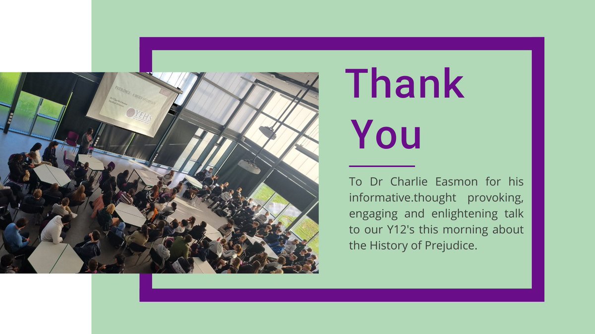 Thank you to Dr Charlie Easmon who spoke to our Y12’s today on the topic of Prejudice.  To learn more
Read: Biased, Jennifer Eberhardy and Caste, Isabel Wilkerson
Follow: <a href="/charlieeasmon/">charlieeasmon MBBS MRCP MScPublic H DTM&H DOccMed</a> 
Listen: spotify.link/c5WNCwjOPDb
#prejudice #unconsciousbias #bethewholepackage