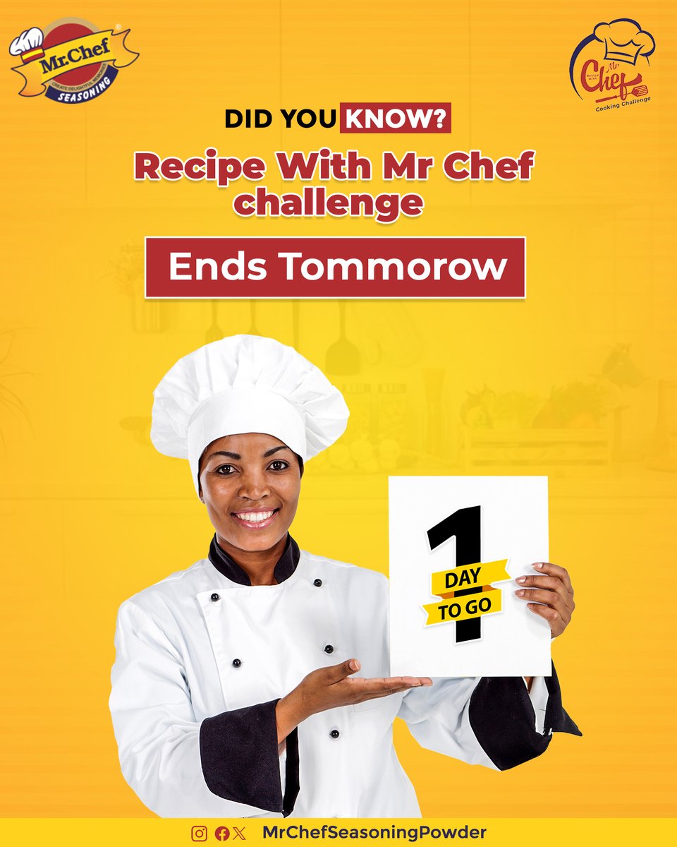 Mrchefseasoning's tweet photo. Foodies and kitchen lovers...the countdow has begun.
Less than 24 hours till 20 winners cart 20k each in the Recipe with Mr Chef Challenge!!!
Think you got the skills to be among the 20?
Well then quit looking and get cooking!
Time nor dey again o.
#RecipeWithMrChef https://t.co/0HzsVdJpJ5