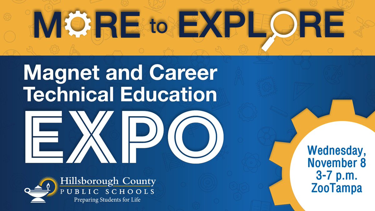 HillsboroughSch's tweet image. There's more to explore when it comes to educational options for your child. Join us for our annual expo to learn about @sdhcMagnet &amp;amp; CTE programs offered in Hillsborough County.

All schools in attendance will be listed on the upcoming choice application. 

#WeAreMagnet
#CTE