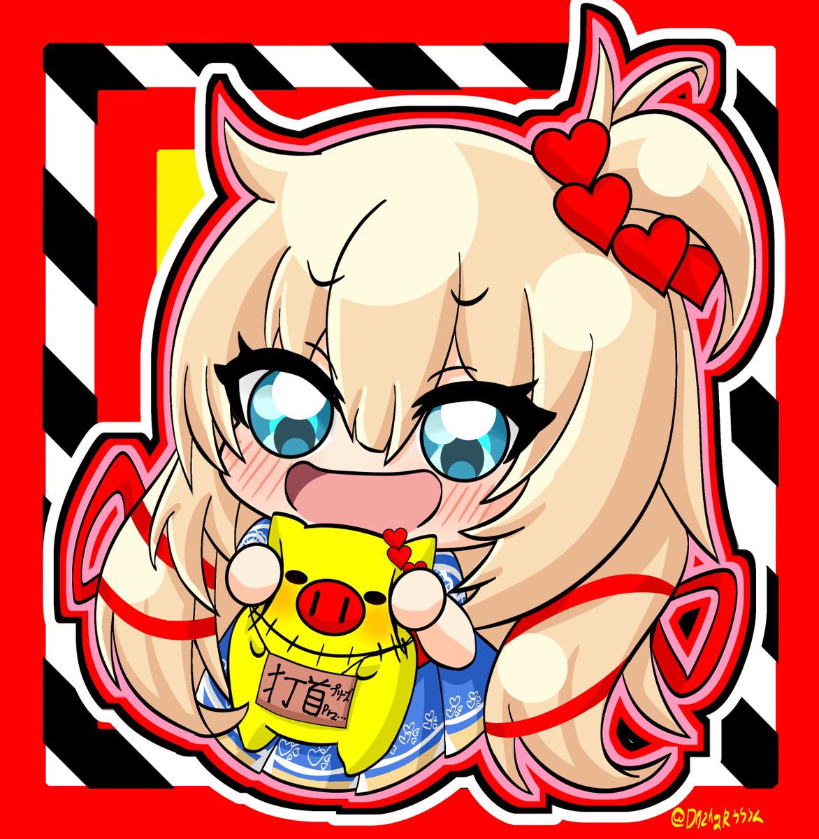 akai haato 1girl blonde hair long hair chibi hair ornament one side up open mouth  illustration images