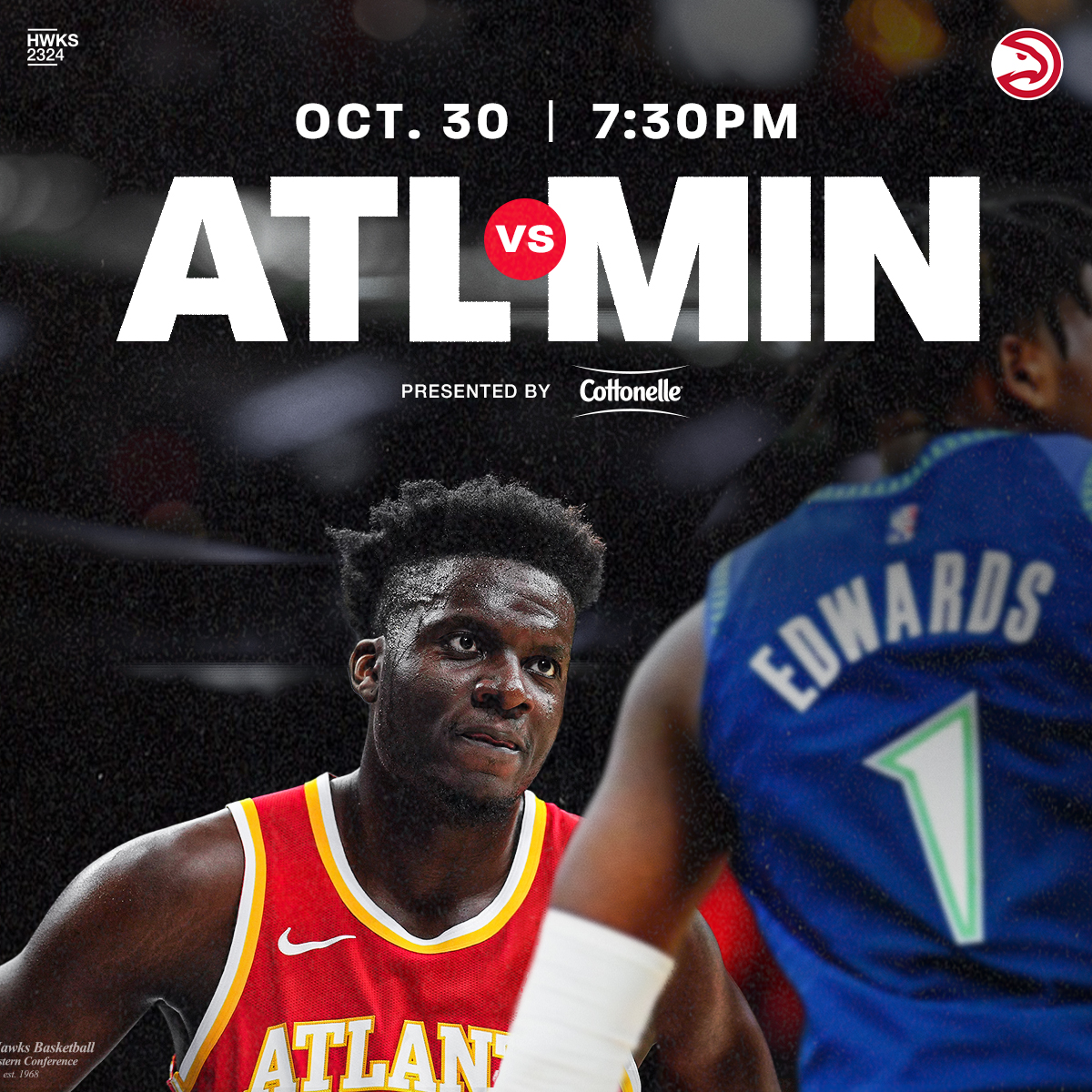 First back to back of the season 🔂 🆚 @Timberwolves ⏰ 7:30 PM ET 📍 @StateFarmArena 📺 @HawksOnBally 🎙️ @929TheGame 🤝 @cottonelle 🎟️ bit.ly/474Nmpq