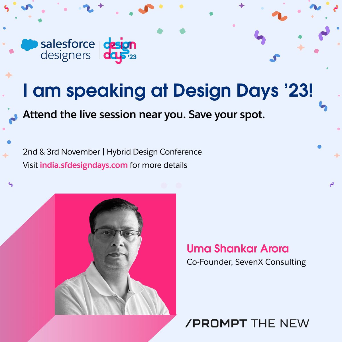 Thrilled to speak at Design Days—an inspiring celebration of creativity and innovation. Let's explore new design horizons and connect with fellow creatives. See you there!

#sfdesigndays #designdays23 #promptthenew #salesforcedesigners #designconference #designdays #designevent