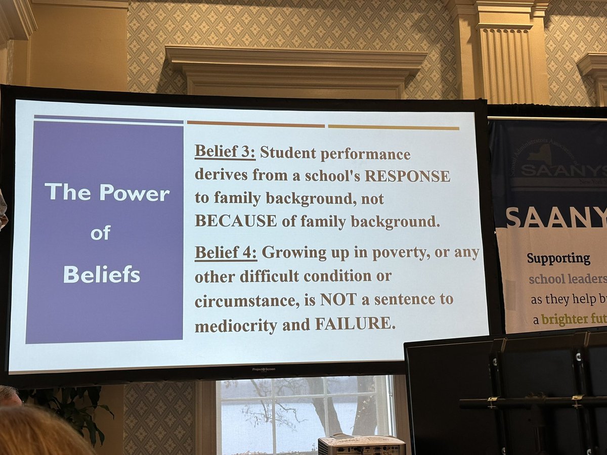 Dr. Anael Alston brings the message about the power of our beliefs on student outcomes @SAANYS #SAANYS23 @DrAAlston BAM!