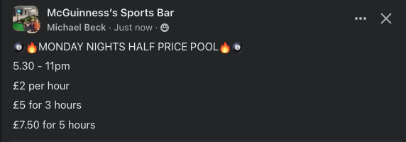 YorkshirePool's tweet image. Amazing table rates at McGuiness's Sports Bar, Thorne, Doncaster.

#EightballPool #8ballpool #EnglishPool #Cuesports
