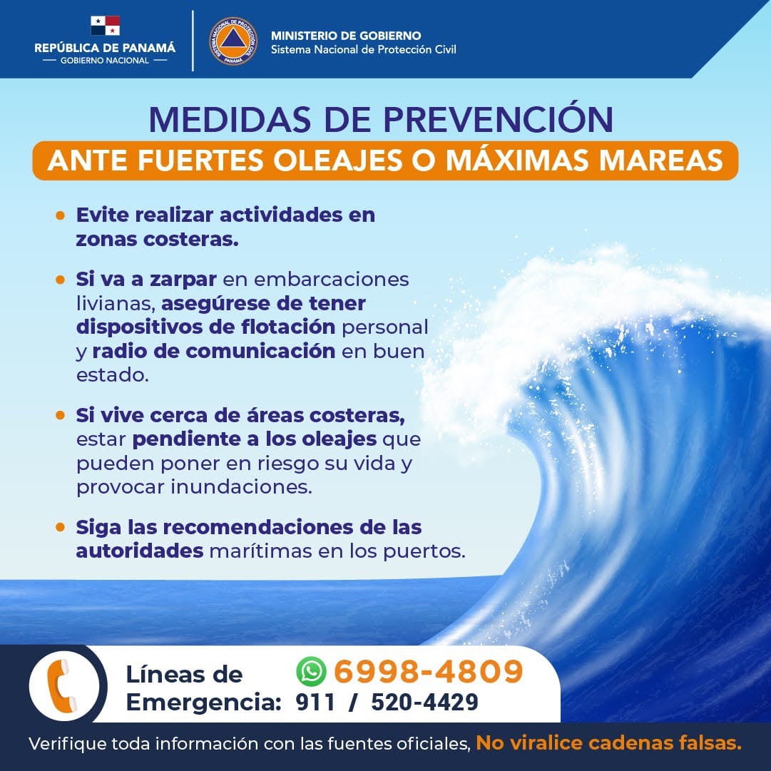 #CampañaDePrevención Este lunes 30 de octubre de 2023, las mareas máximas alcanzarán 18.0 pies de altura (5.4 metros). Se advierte extremar la precaución para las actividades deportivas y de pesca artesanal. #LaPrevenciónSalvaVidas.