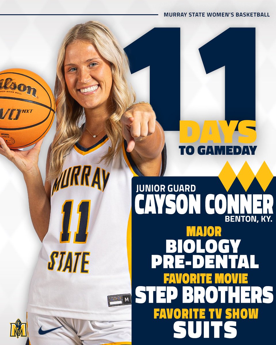 Murray State Women's Basketball (@racerswbb) on Twitter photo 1๏ธโฃ1๏ธโฃ days to gameday!!
Get to know our own eleven, <a href="/cayson_conner/">Cayson Conner</a>!!
#GoRacers๐ 1๏ธโฃ1๏ธโฃ days to gameday!!
Get to know our own eleven, <a href="/cayson_conner/">Cayson Conner</a>!!
#GoRacers๐
