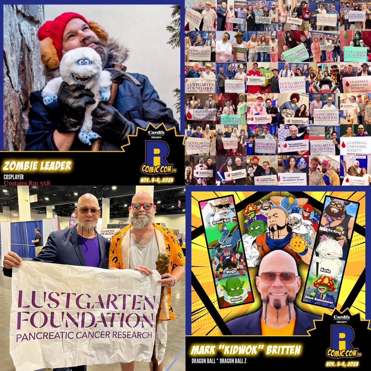 ZombieLeader1's tweet photo. After visiting talent such as @kidwok at @ricomiccon, please swing by Rm 558 upstairs.  This year, we’re fundraising for @lustgartenfdn! 

Can’t attend? Donate here:  https://t.co/MnJPRZif9y.

#ricomiccon #cosplay #markbritten #kidwok  #voice #DragonBall #dragonballz #voiceactor https://t.co/D2KKNEm5vg