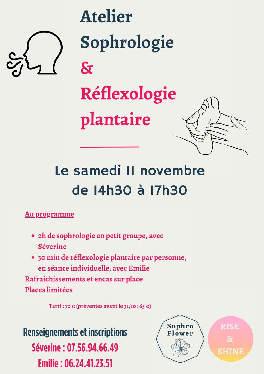 La sophrologie associée à la réflexologie 😮‍💨🦶
Venez expérimenter cela au sein d’un même atelier le samedi 11 novembre. 
Monté pour vous et par nous 🤩
#montreuil #earlybirdy #Halloween #novembre2023 #sophrologie #reflexologie #detente #energie #sororite #prendresoindesoi