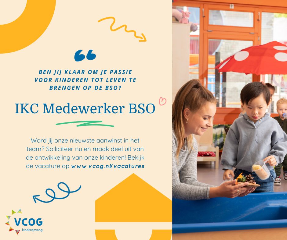 Ben jij klaar om je passie voor kinderen tot leven de brengen op de BSO? Bekijk dan snel de vacature IKC Medewerker BSO op: vcog.nl/vacatures/ikc-…